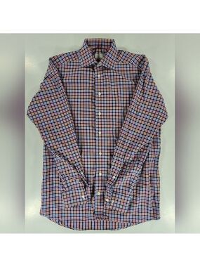Eton Contemporary Men’s 40 - 15 3/4 Multicolored Plaid Button Up Shirt Cotton